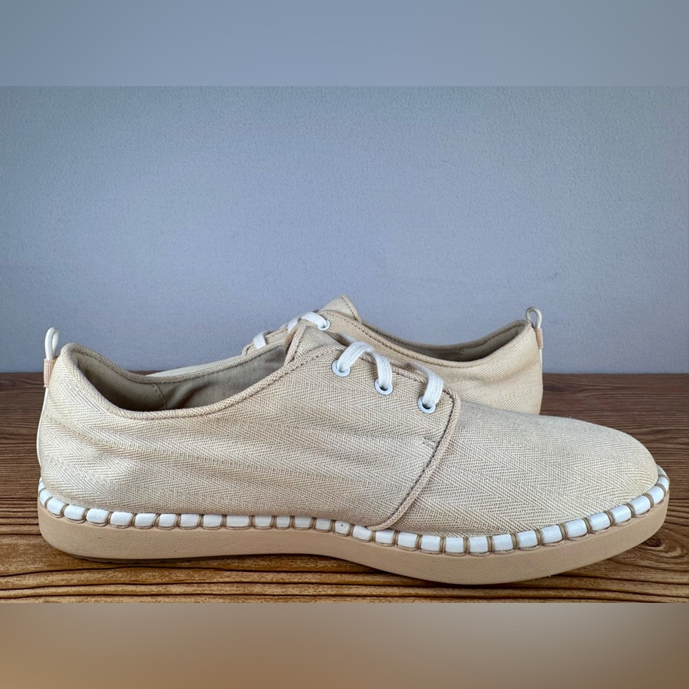 Cloudsteppers By Clarks Women’s Glow Lace Up Beige Canvas Comfort Shoes Sz 11 - Picture 5 of 12